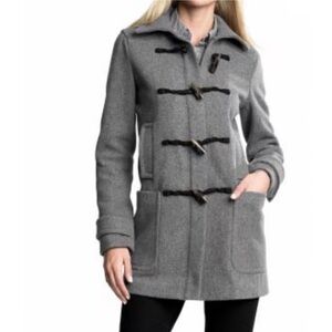 Banana Republic Wool Blend Toggle Coat | Grey Peacoat Duffle Jacket